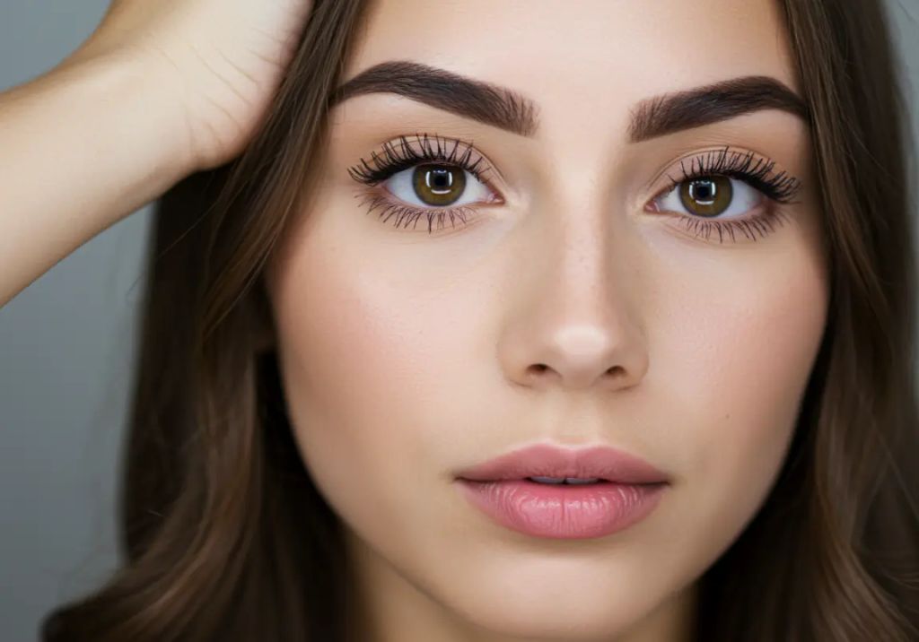 קרדיט Eye-Talent צילום תקריב של אישה עם ריסים וגבות לאחר טיפוח